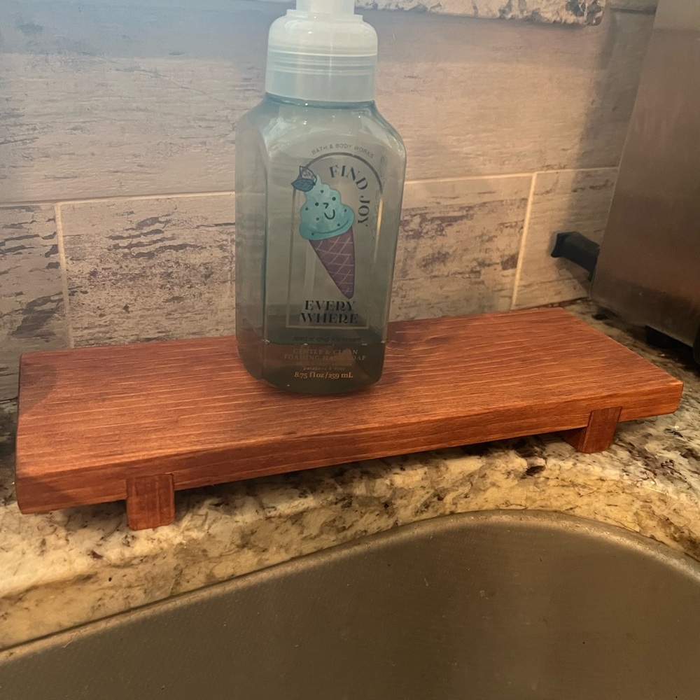 Wooden Sink Shelf with Soap Dispenser